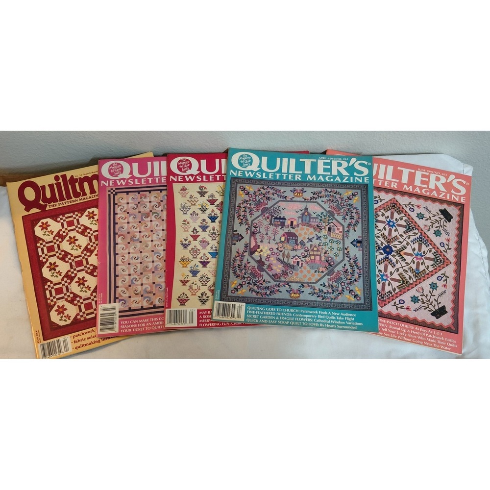 Lot of 5 Vintage Quilt Magazines Quiltmaker & Quilter's Newsletter 1994 Patterns